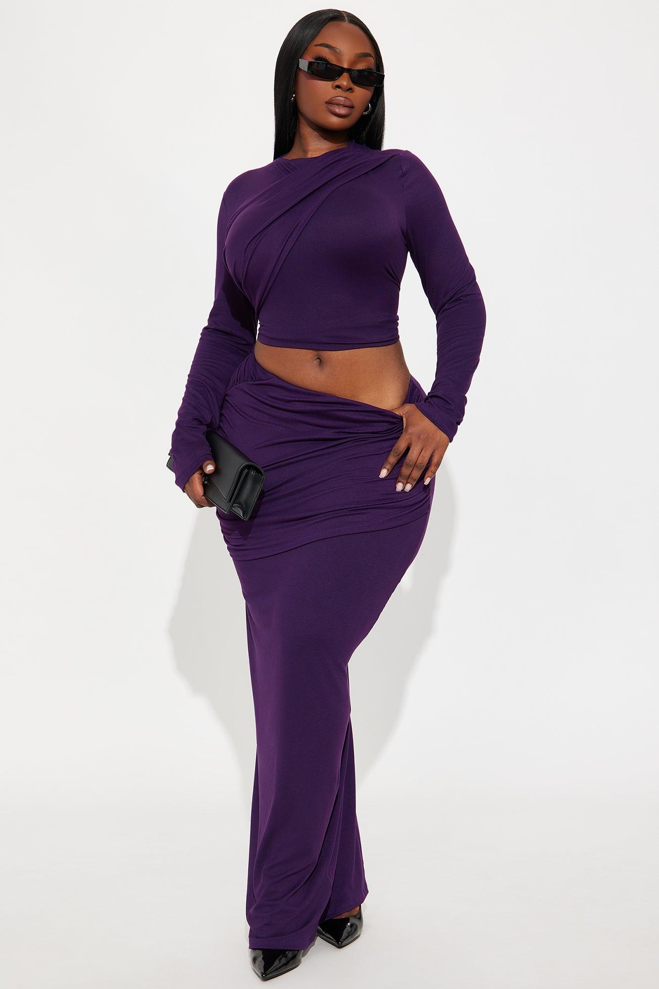 Maya Ruched Maxi Skirt Set - Plum Female Product Image