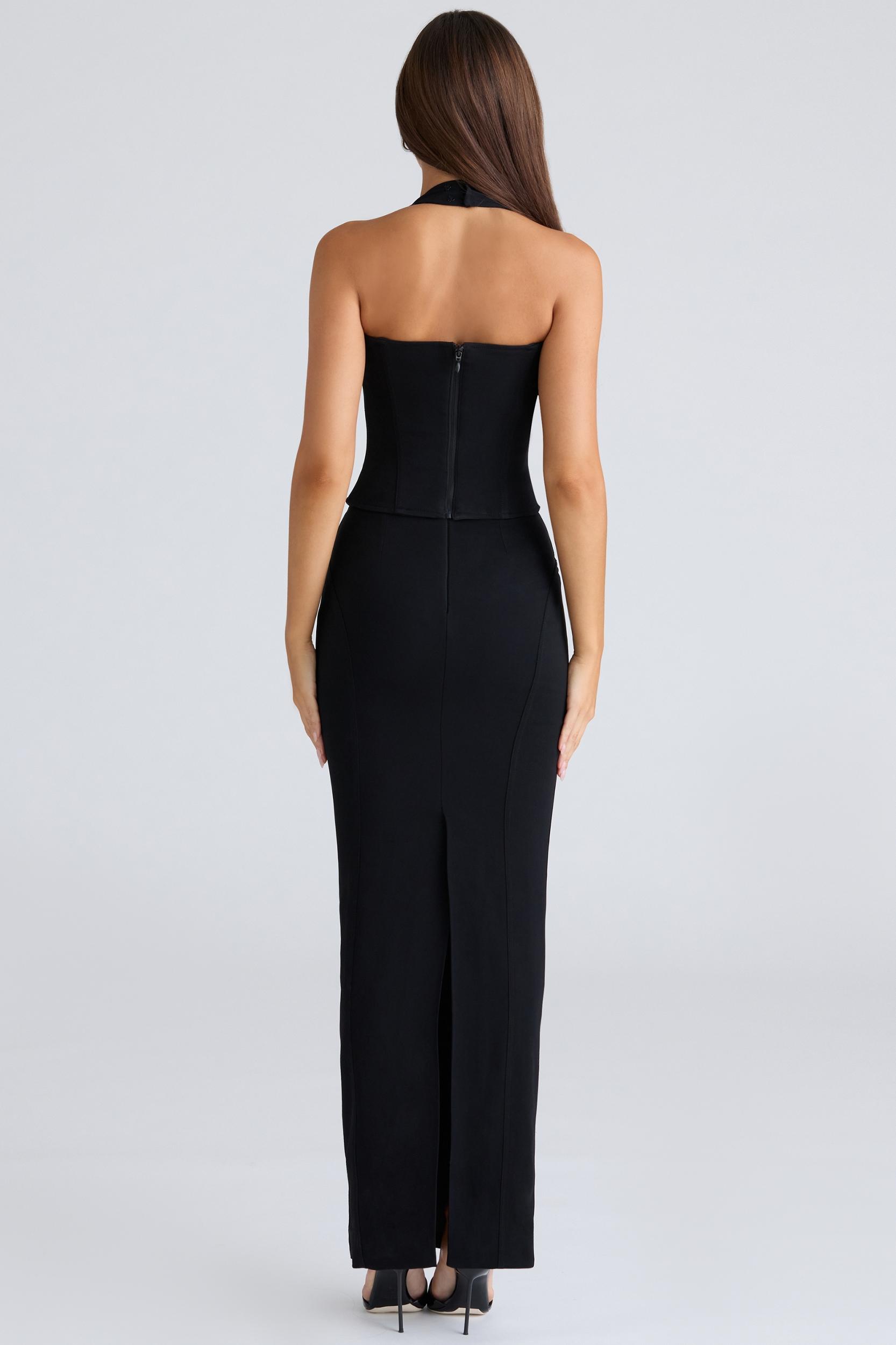 The Maxi  black panelled bodycon skirt Product Image