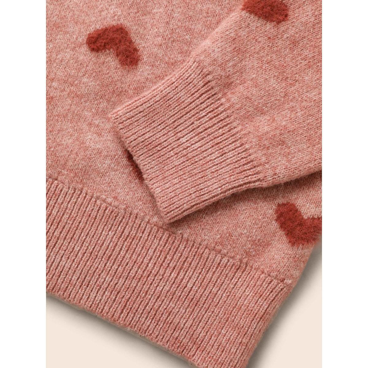 Plus Size Heart Shaped Drop Shoulder Pullover Watermelon Women Casual Long Sleeve Round Neck Everyday Pullovers BloomChic 28/5X Product Image