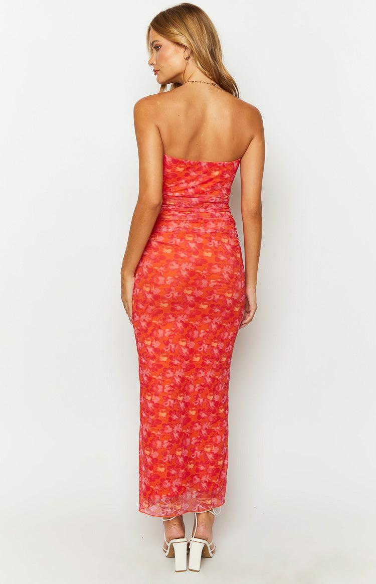 Imogen Orange Floral Print Maxi Dress Product Image