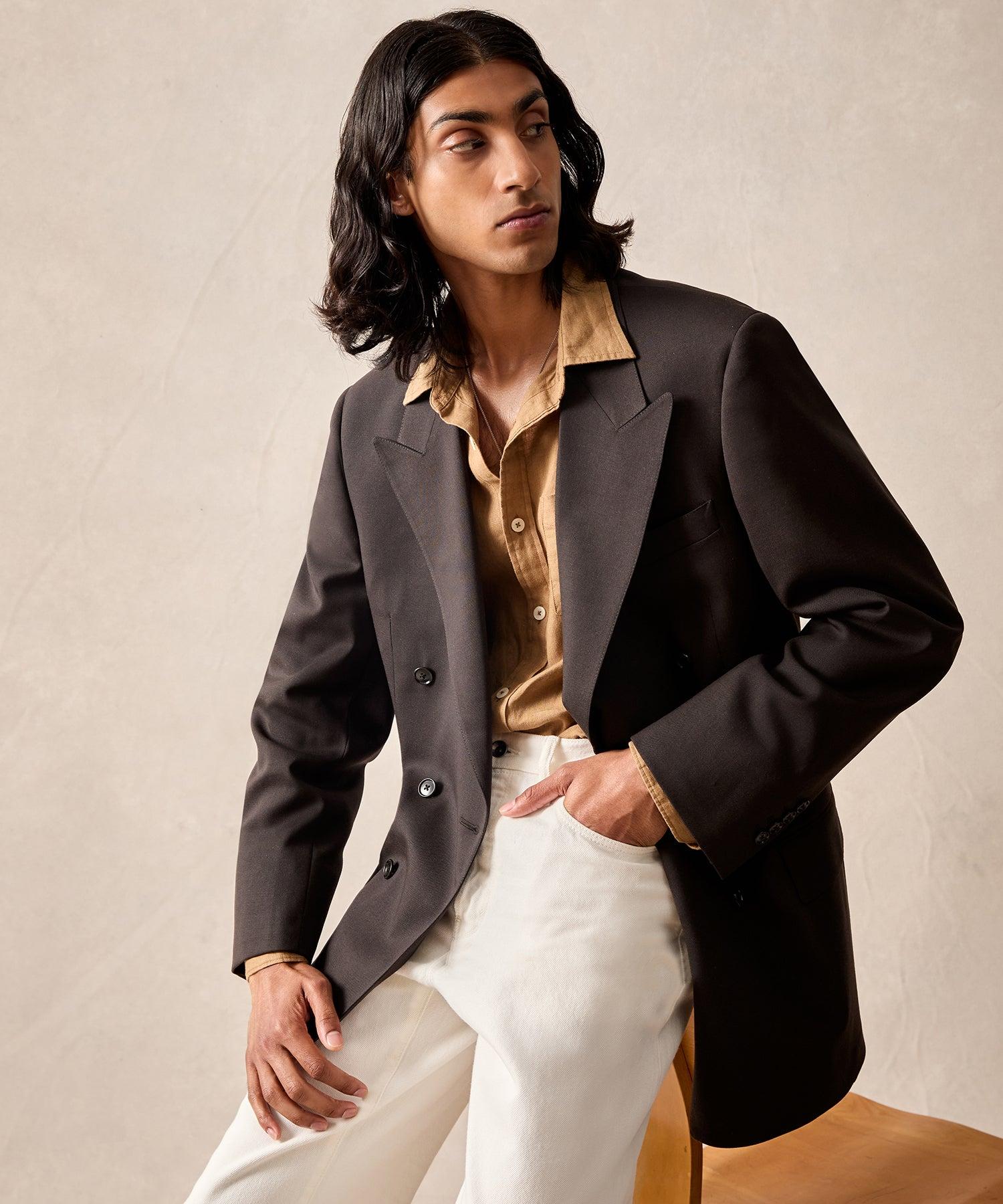 Italian Gabardine Wythe Jacket in Dark Brown Product Image