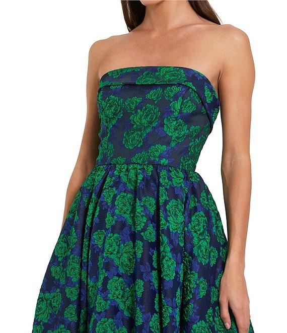 Mac Duggal Brocade Floral Strapless Sleeveless A-Line Dress Product Image