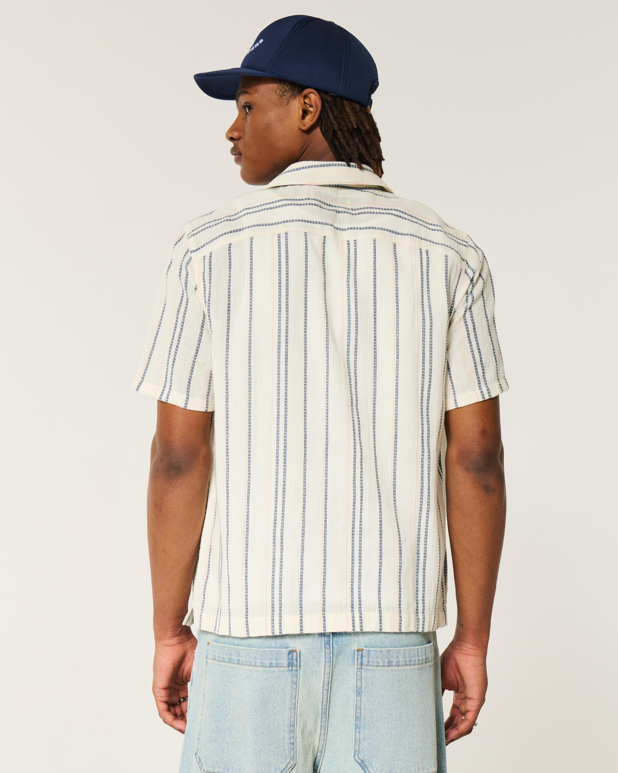 Short-Sleeve Textural Stripe Shirt Product Image