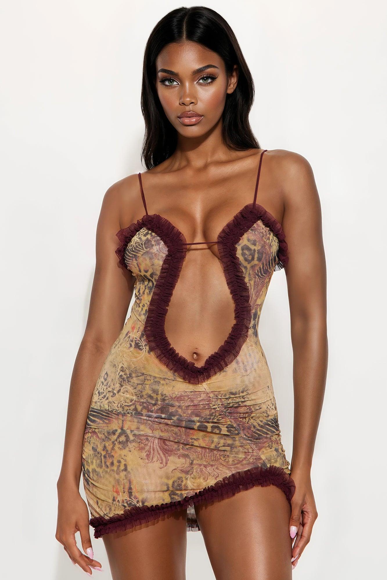 Up To The Wild Mini Dress - Yellow/combo Female Product Image