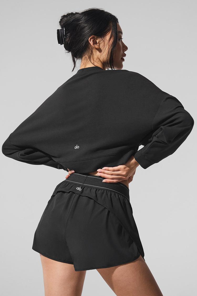 Cropped Sway Crew Neck Pullover - Black Female Product Image