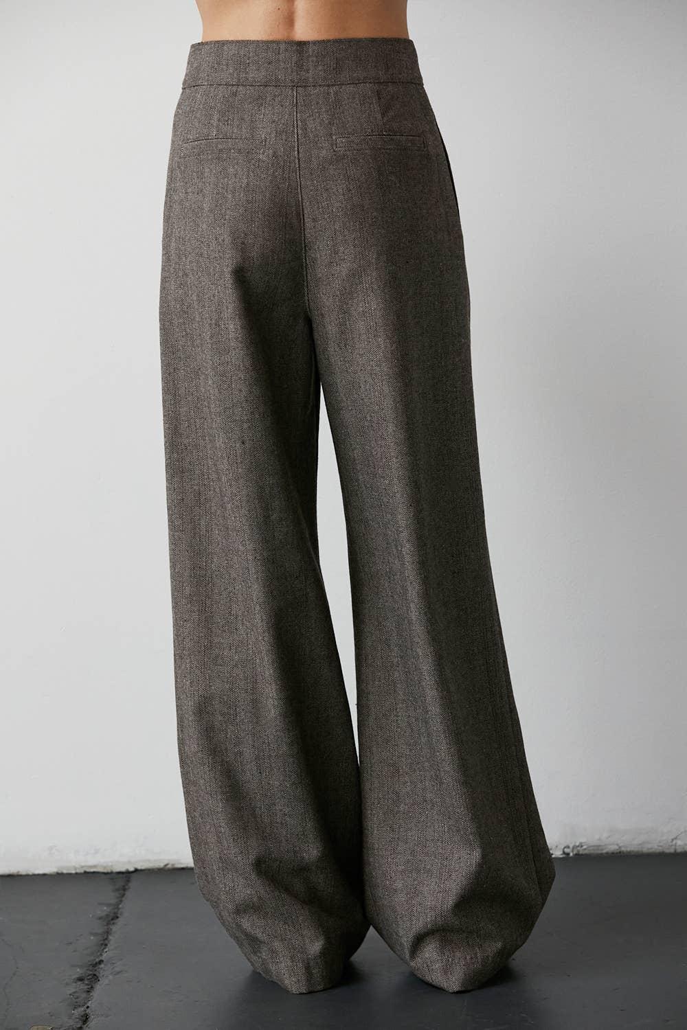 Camila Herringbone Wide-Leg Trouser Product Image