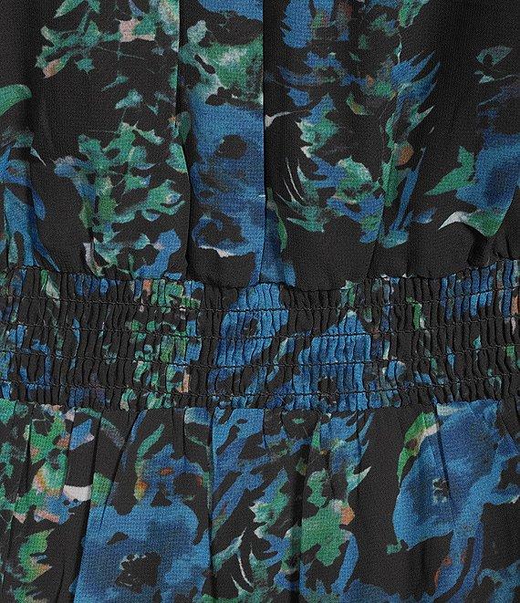 Layered With Love Plus Size Printed Chiffon Puff Long Sleeve Smocked Waist Maxi Dress Product Image