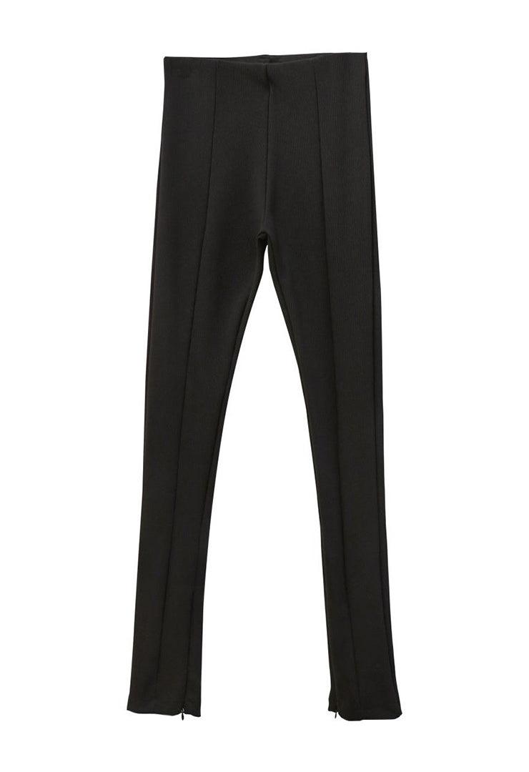 Black Ribbed Leggings Product Image