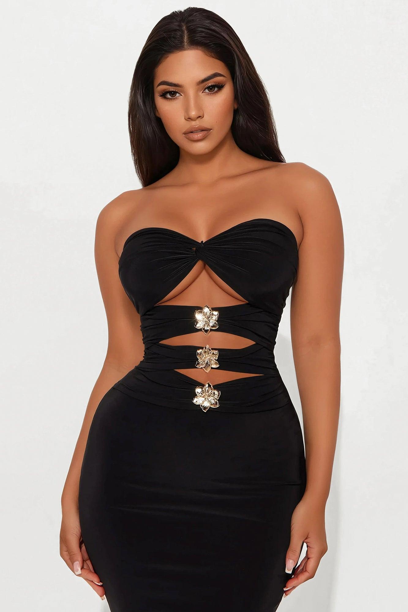 Melia Cut Out Maxi Dress - Black Product Image