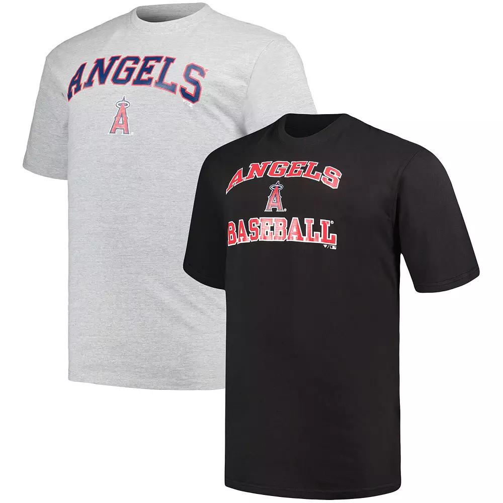 Men's Profile Black/Heather Gray Los Angeles Angels Big & Tall T-Shirt Combo Pack,  Product Image