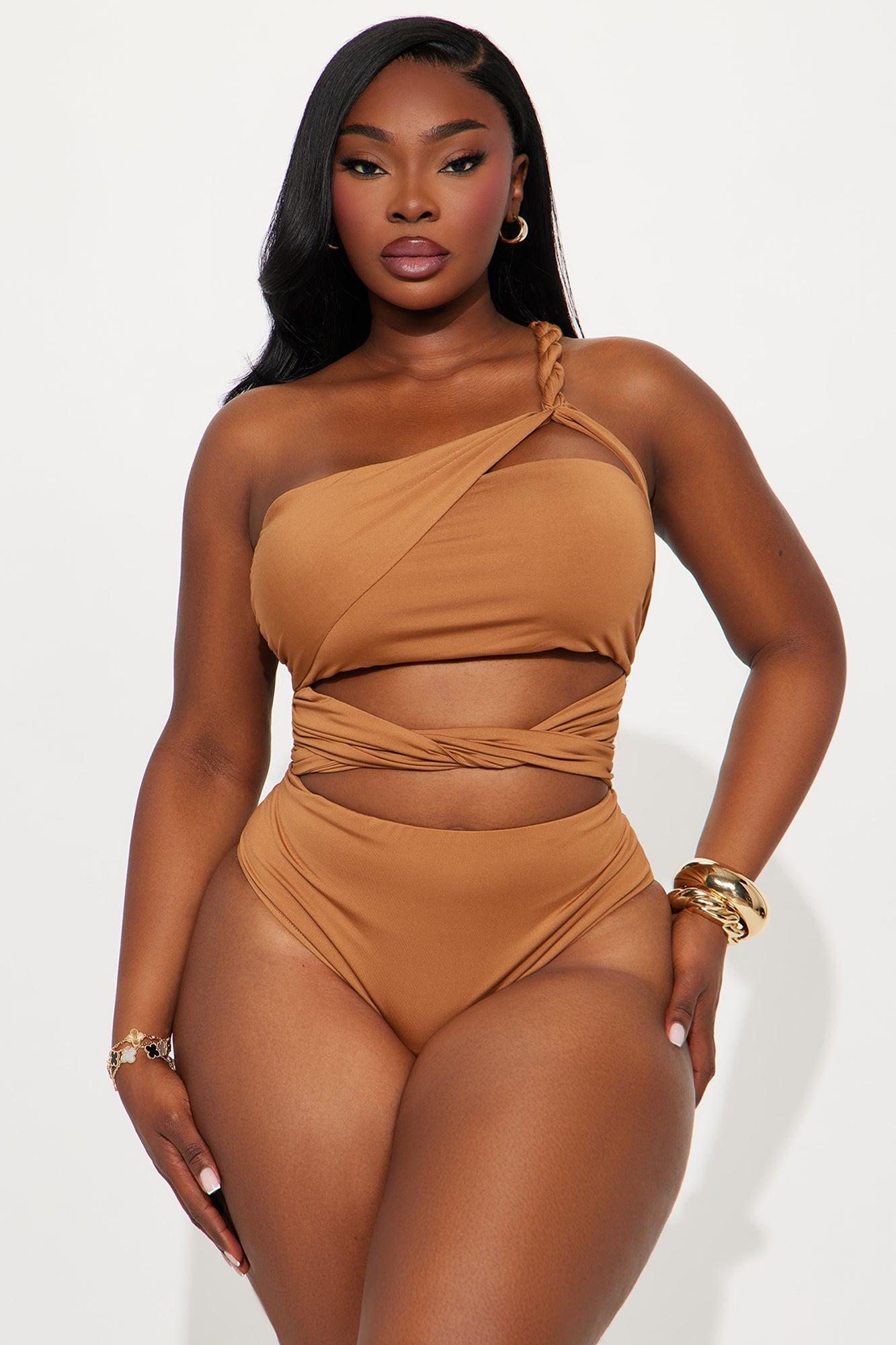 Upbeat One Shoulder Twist Bodysuit - Mocha Female Product Image