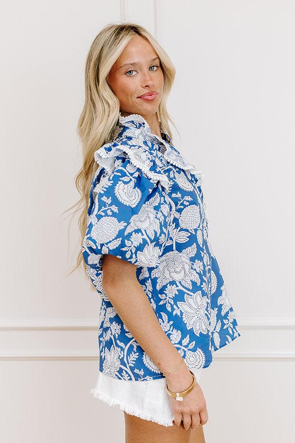 Sunday Chic Floral Top in Blue Product Image