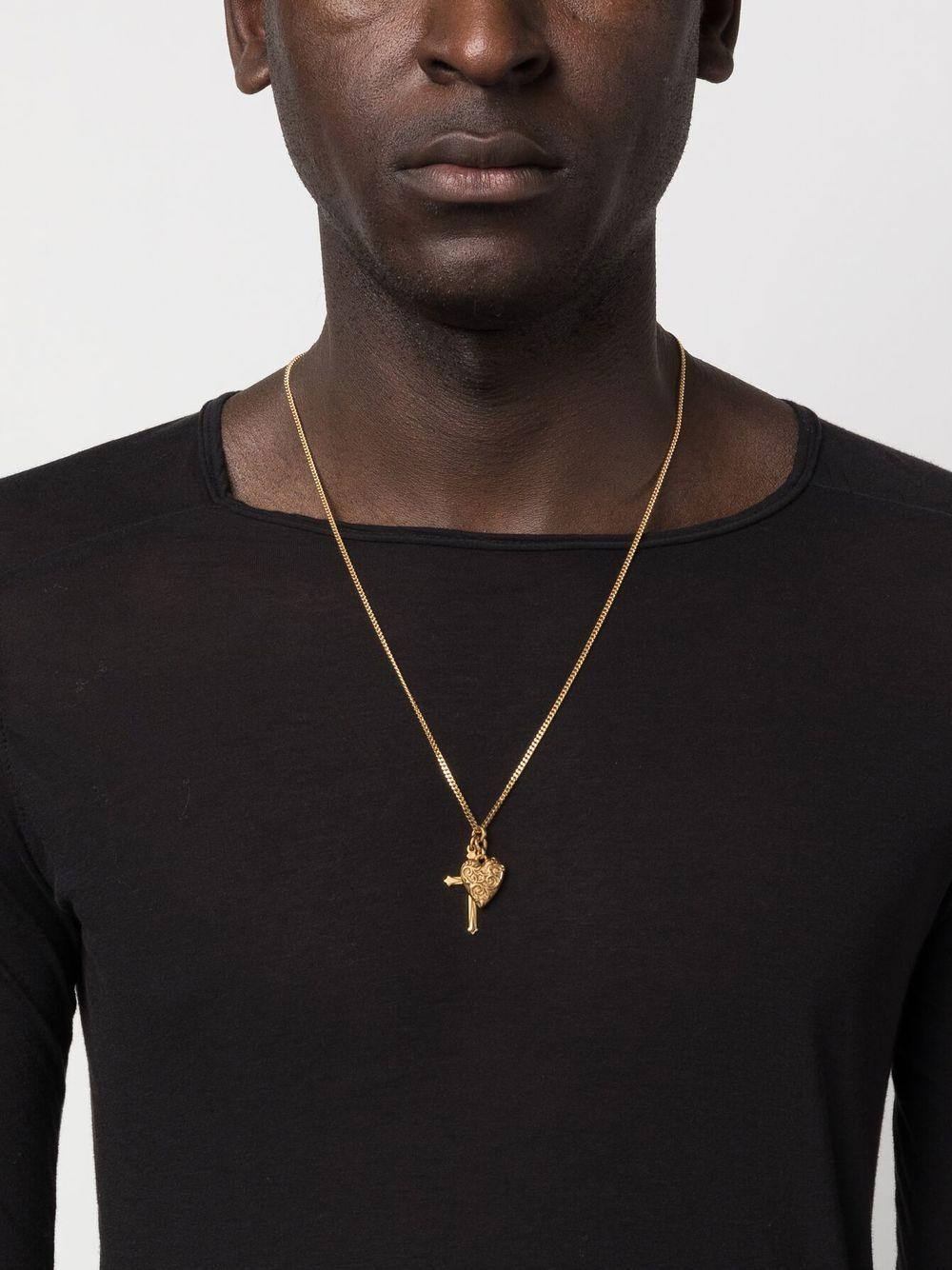 Gold Cross and arabesque heart Pendant Product Image