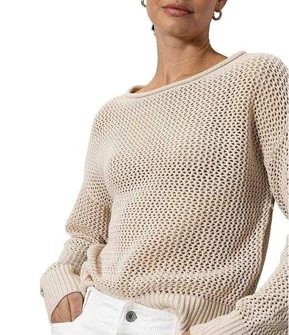 Sanctuary Open Knit Crew Neck Long Sleeve Sweater Product Image