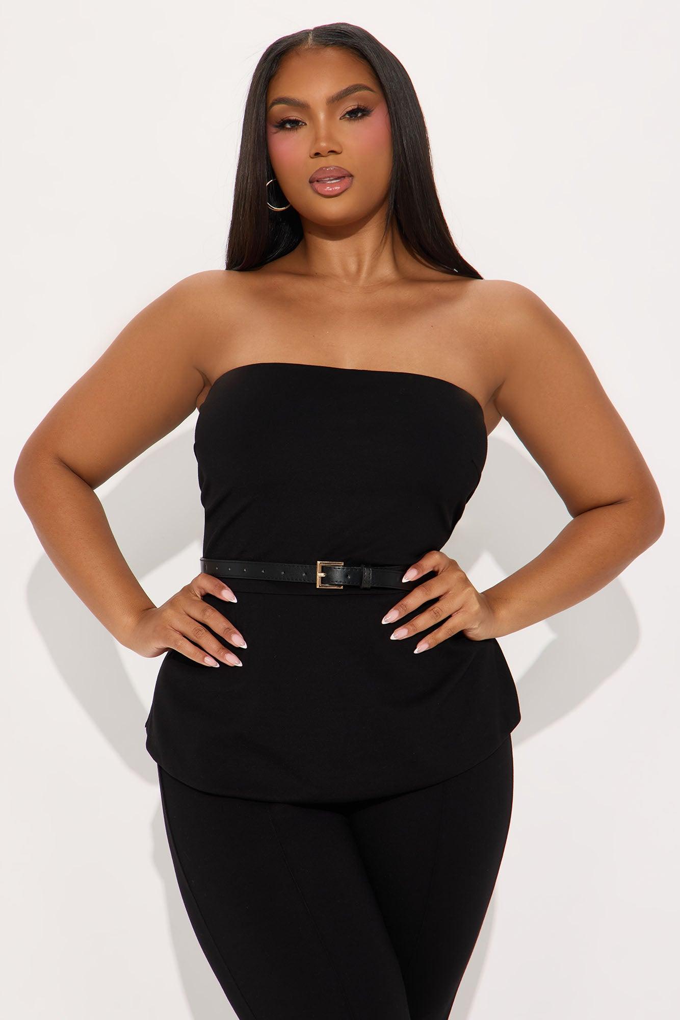 Olivia Ponte Belted Pant Set - Black Product Image