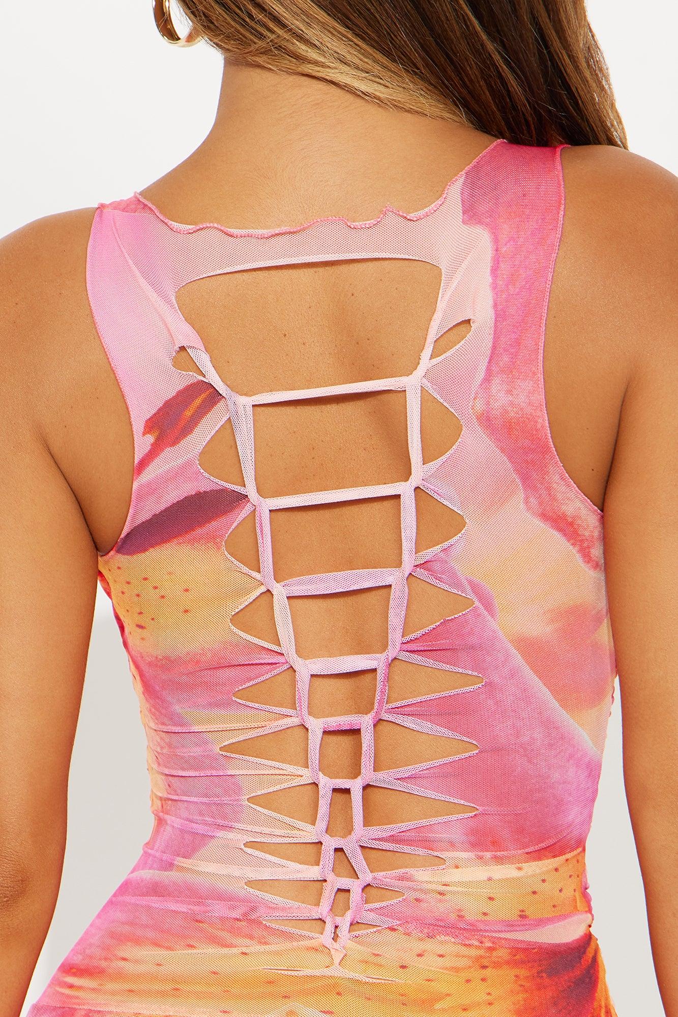 Maya Mesh Mini Dress - Pink/combo Female Product Image