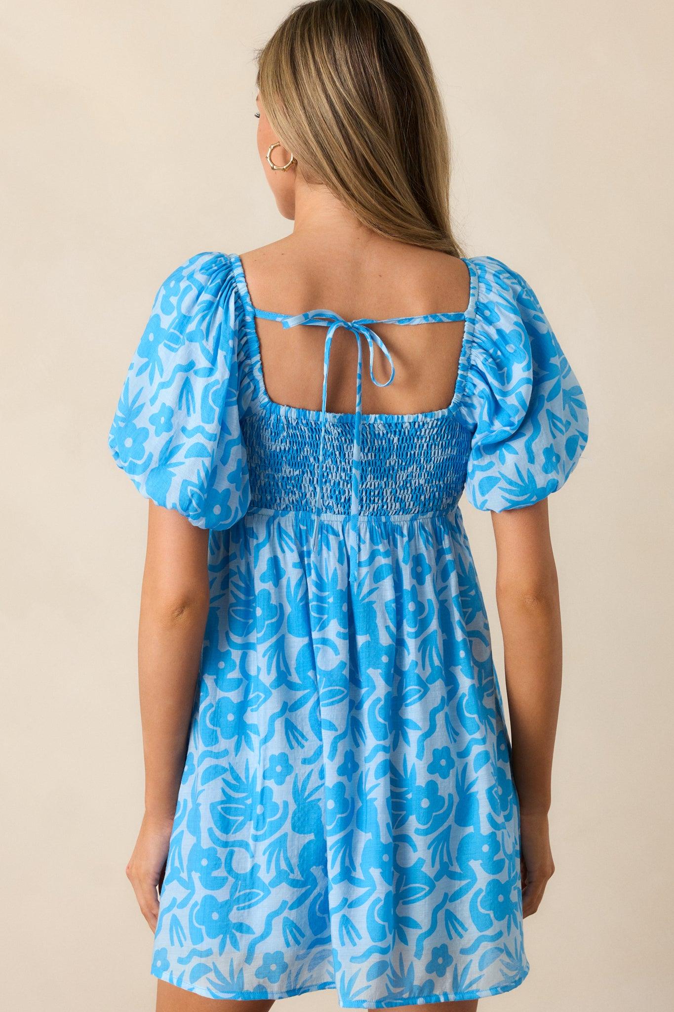MINKPINK Enza Blue Floral Mini Dress Product Image
