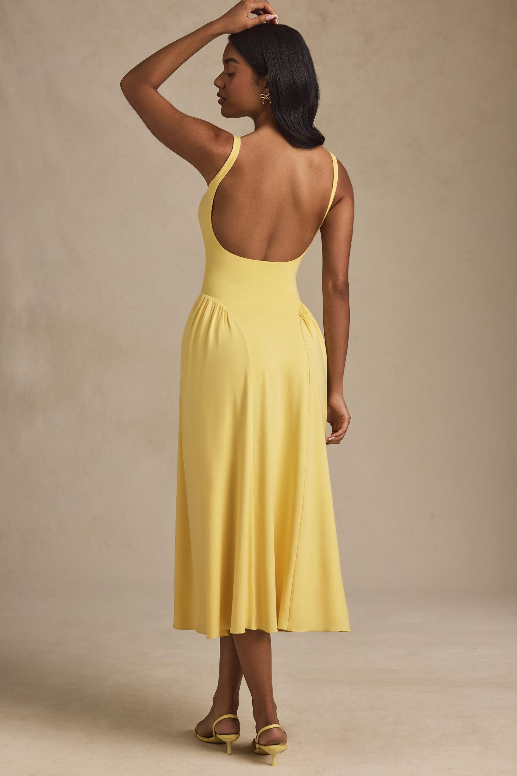 Modal A-Line Midaxi Dress in Pastel Yellow Product Image