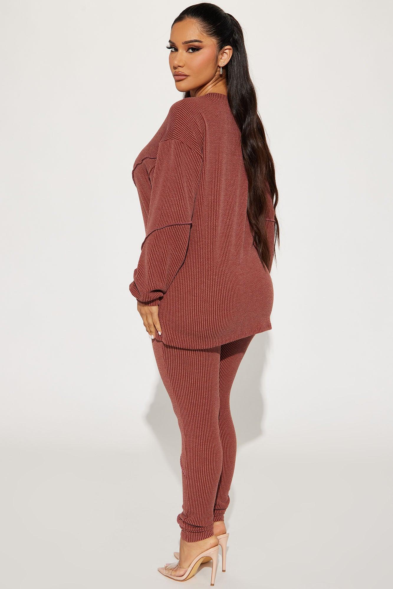 Lounge Vibes Legging Set - Brown Product Image