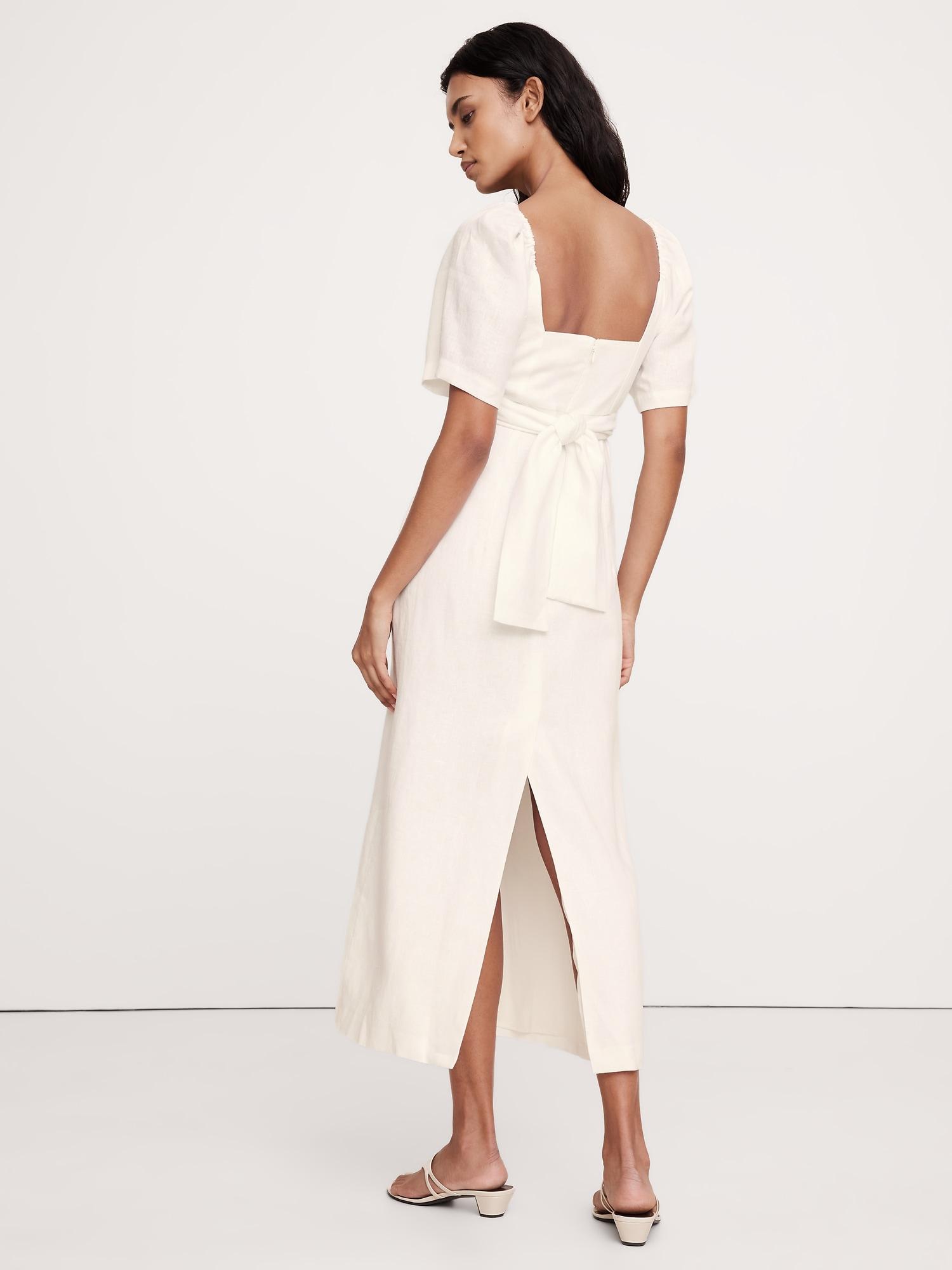 Linen Sweetheart Long Midi Dress Product Image