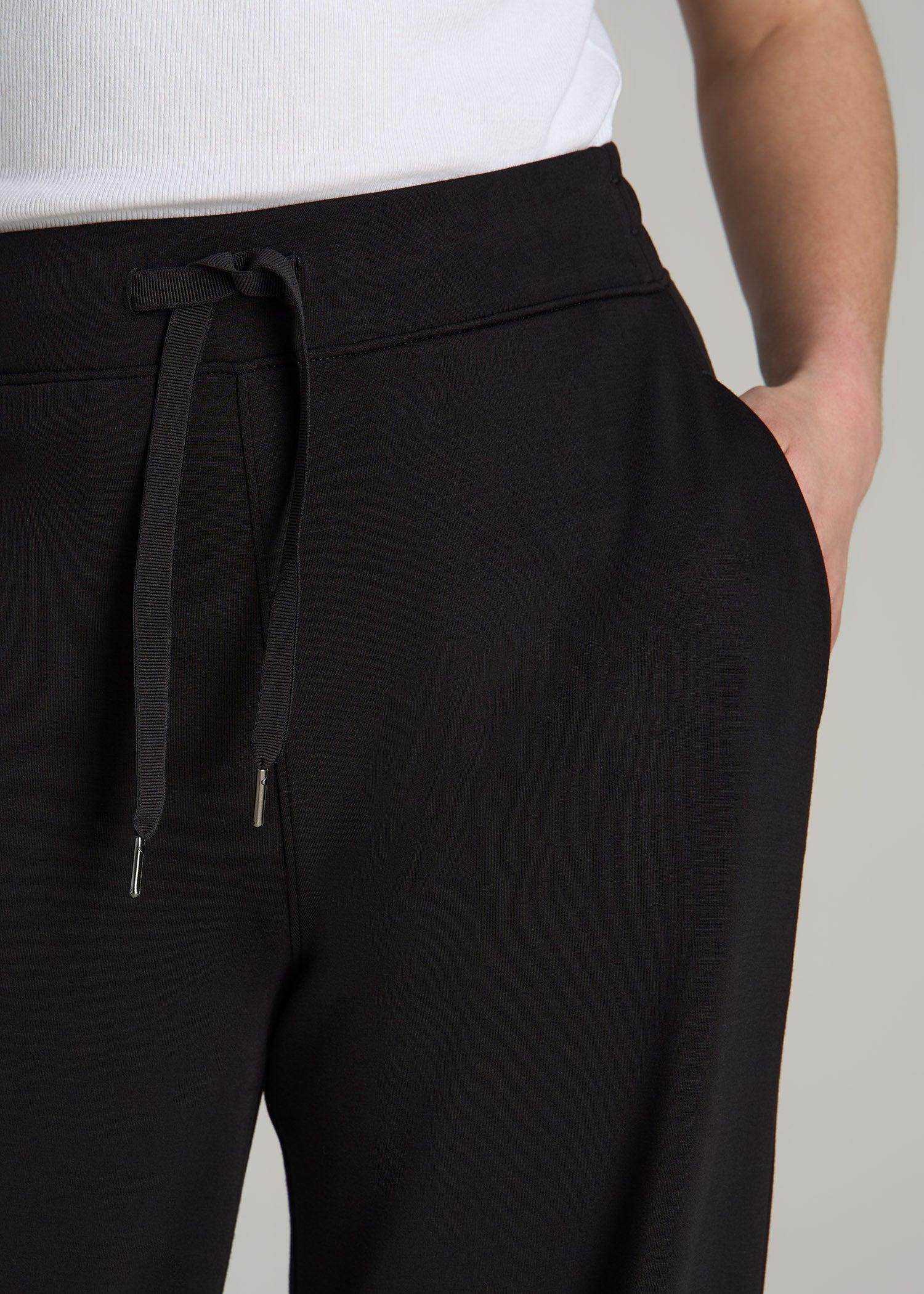 Pull-On Tie Waist Wide Leg Pants for Tall Women in Black Female Product Image