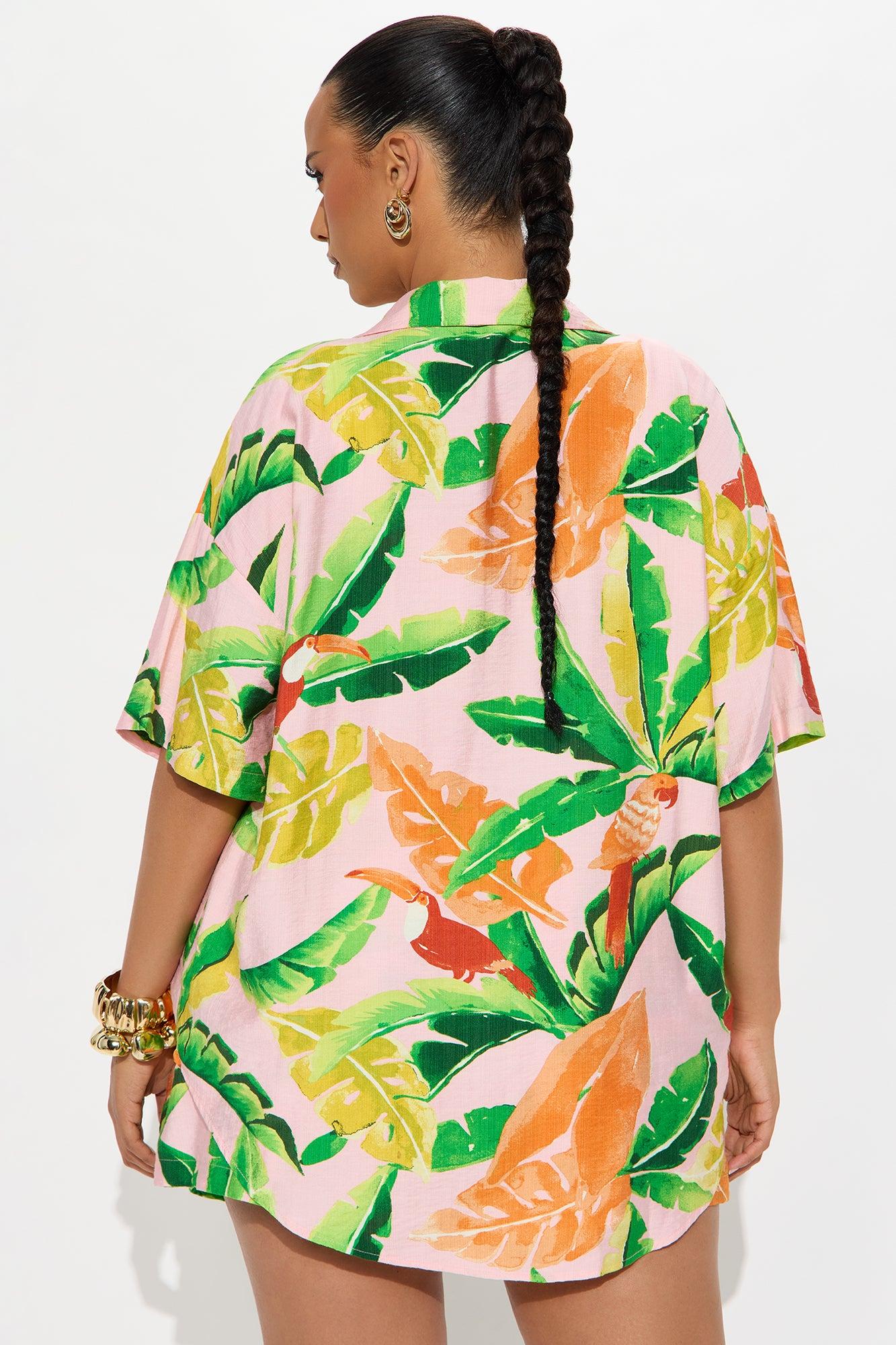 Palm Paradise Short Set - Pink/combo Female Product Image