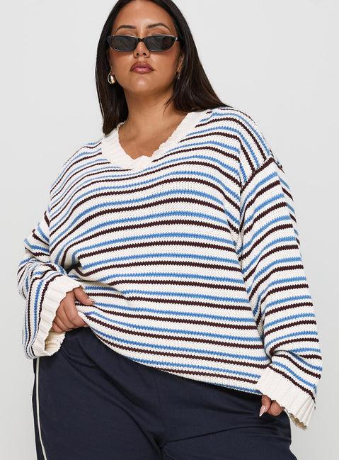 Karolyn Sweater Blue Stripe Curve Product Image