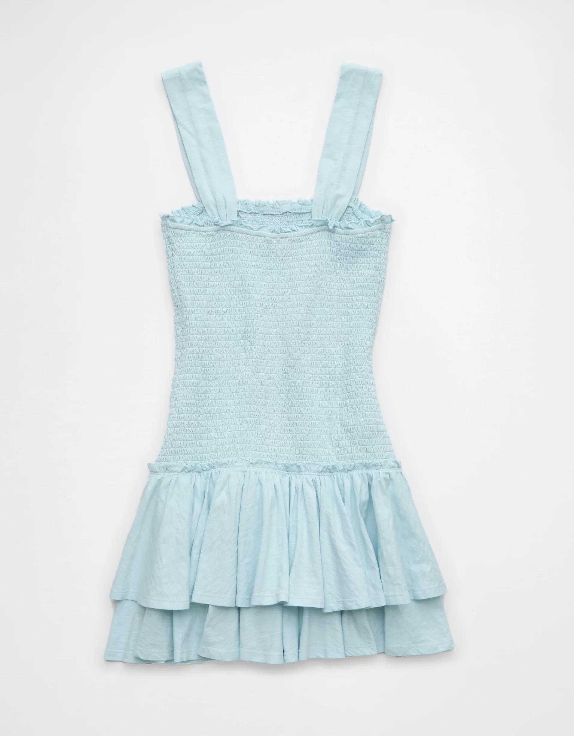 AE Sunchaser Knit Smocked Drop Waist Mini Dress Product Image