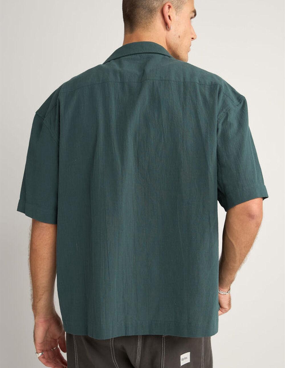 RHYTHM Relaxed Texture Mens Button Up Shirt - TEAL GREEN Product Image