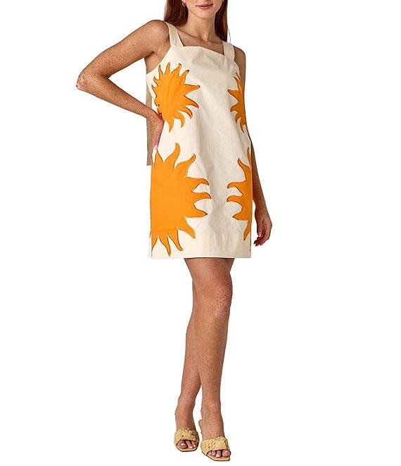 CROSBY by Mollie Burch Warren Sunburst Printed Square Neck Sleeveless Shift Dress Product Image