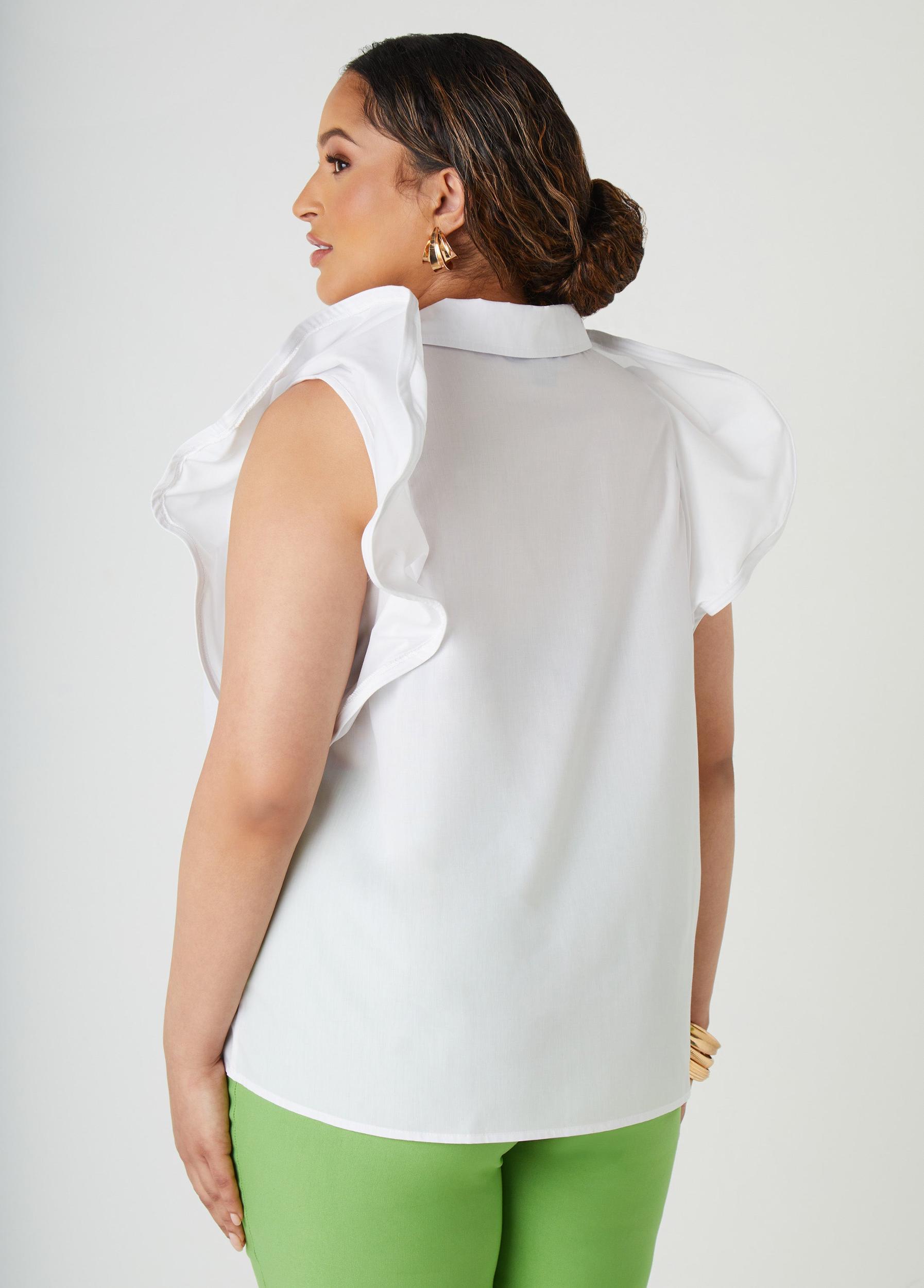 Ruffled Stretch Cotton Shirt Product Image