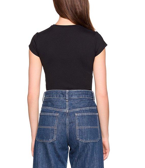 Susana Monaco Crew Neck Short Sleeve Fitted Signature Stretch Knit Tee Shirt Product Image