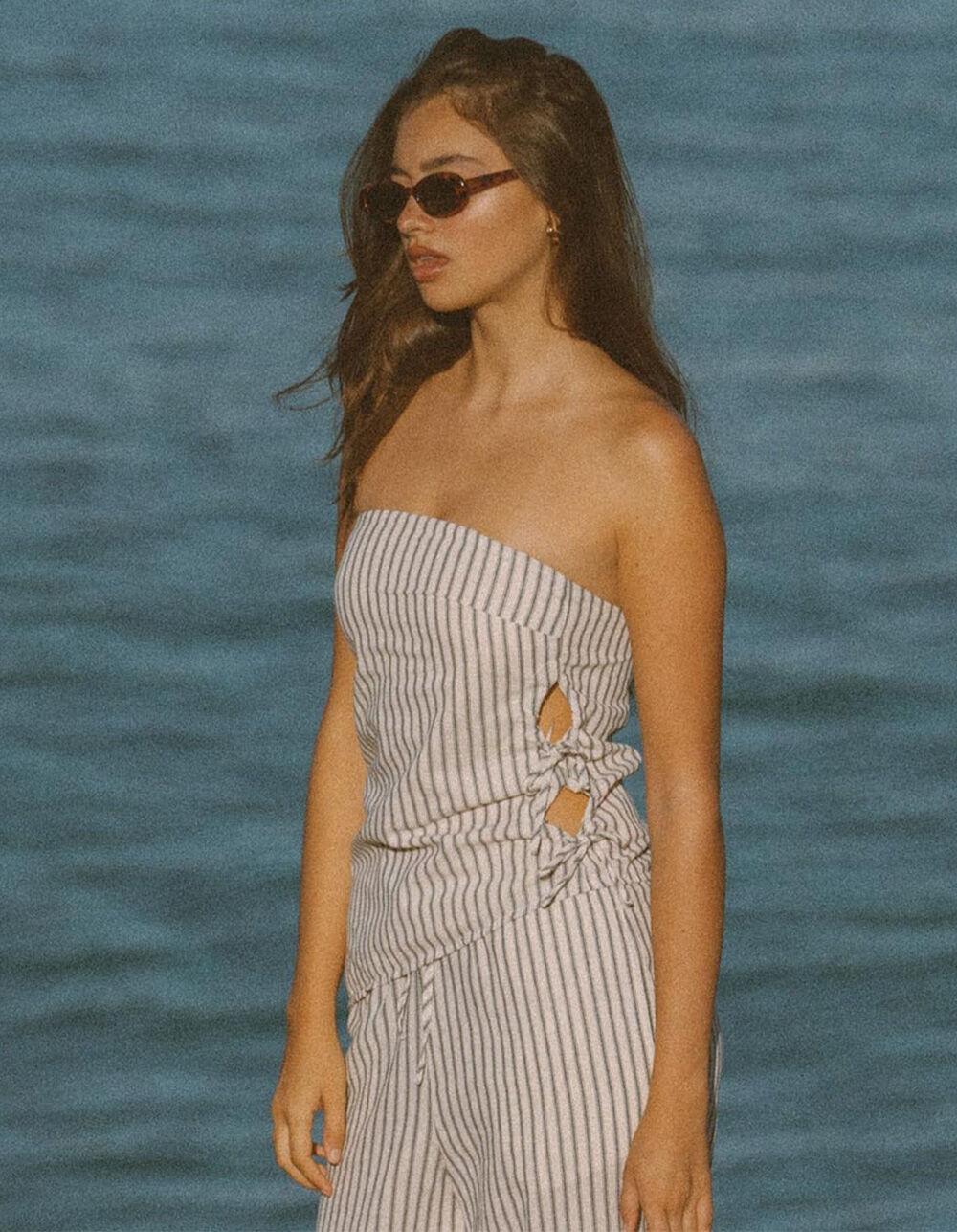 RHYTHM Frankie Womens Strapless Top - Cream Combo Product Image