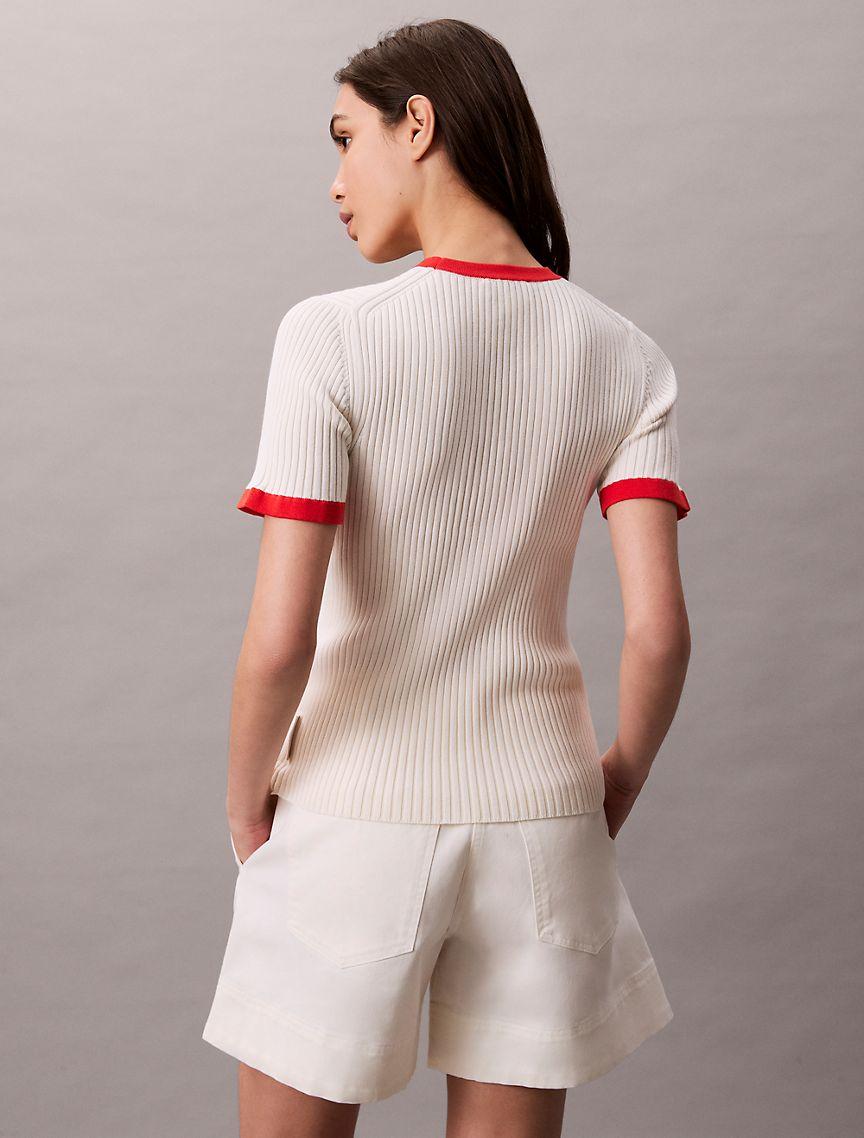 Cotton Ribbed Slim T-Shirt  Product Image