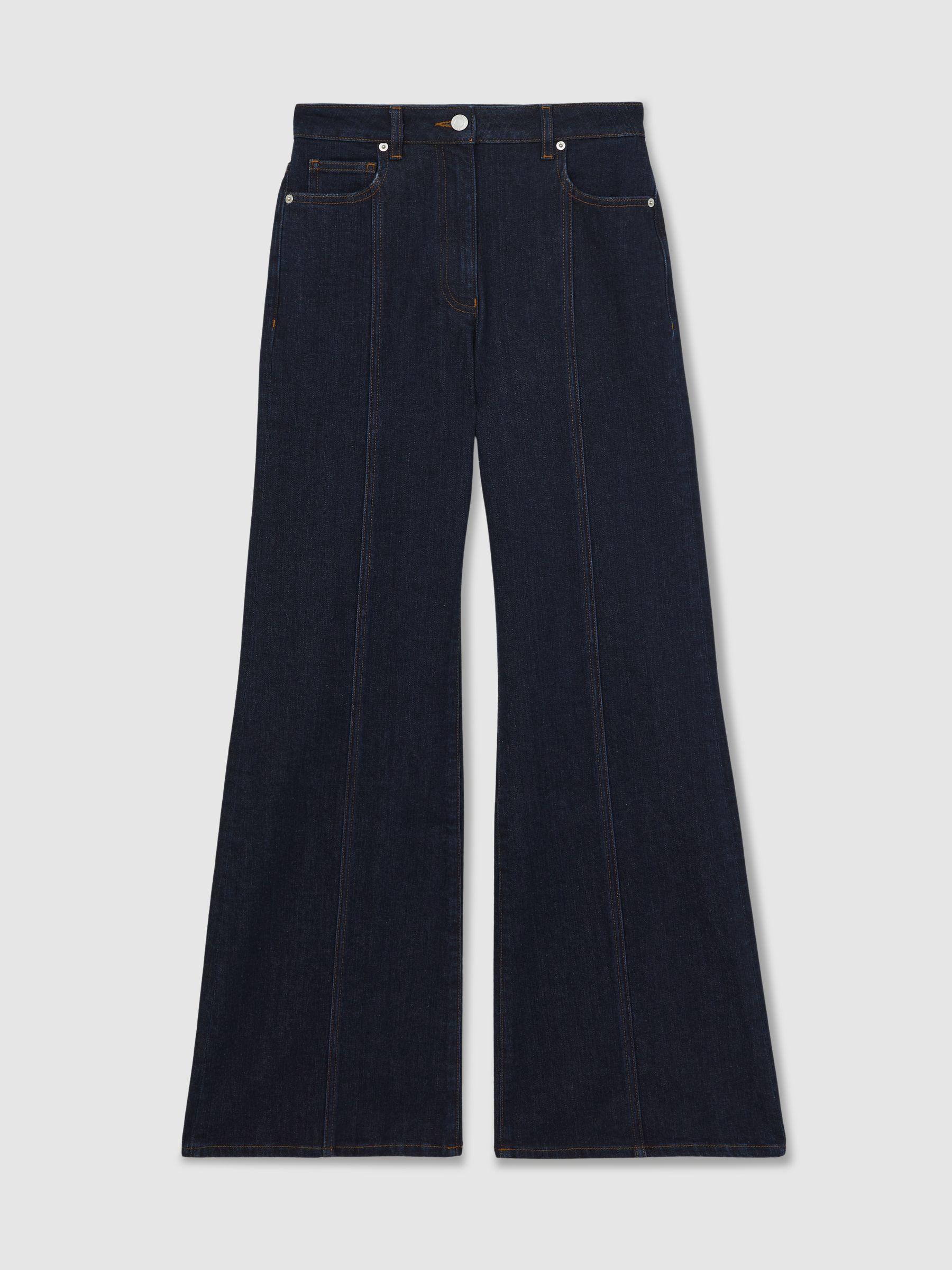 Flared Seam-Detail Jeans in Indigo Product Image