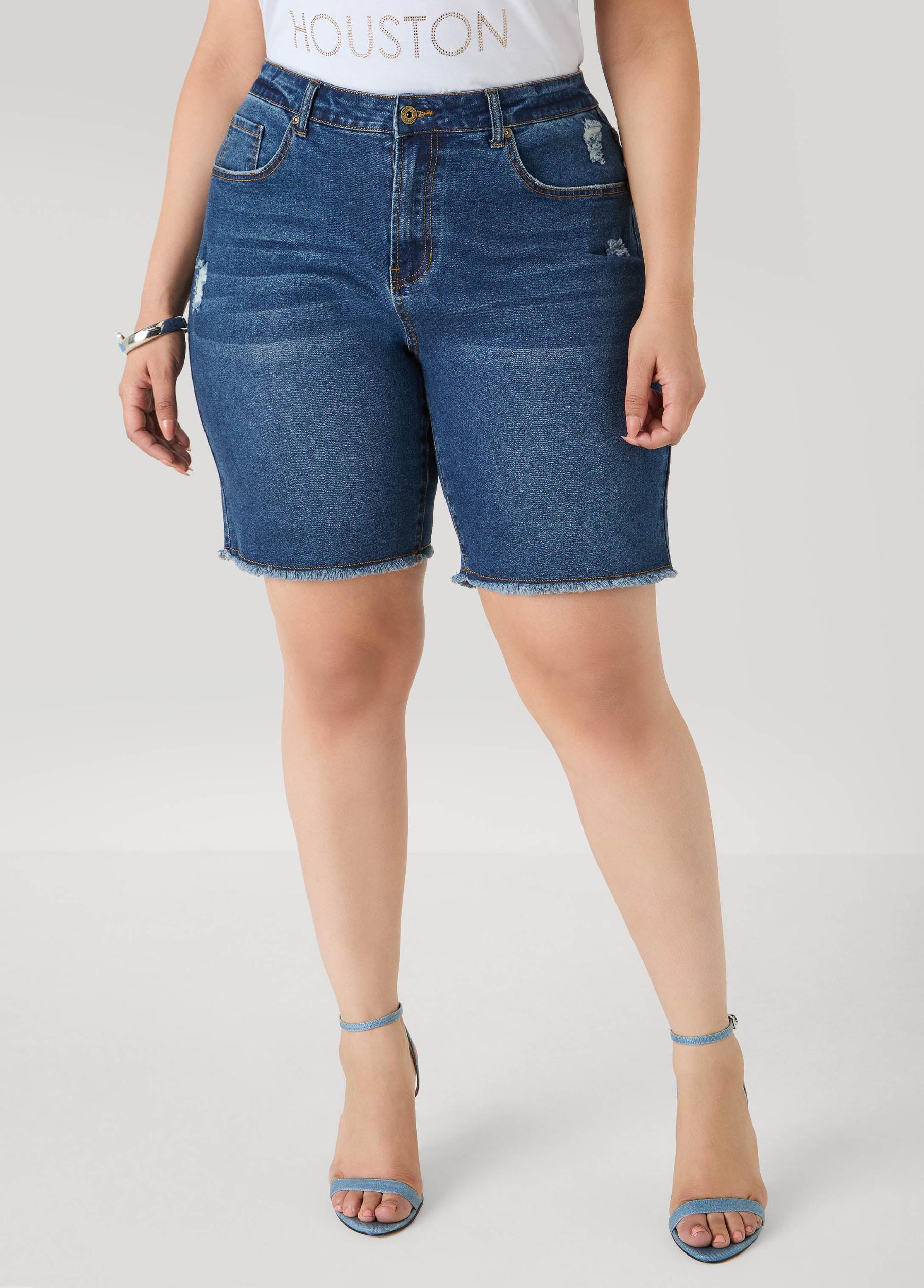 Fearless Distressed Denim Shorts Product Image