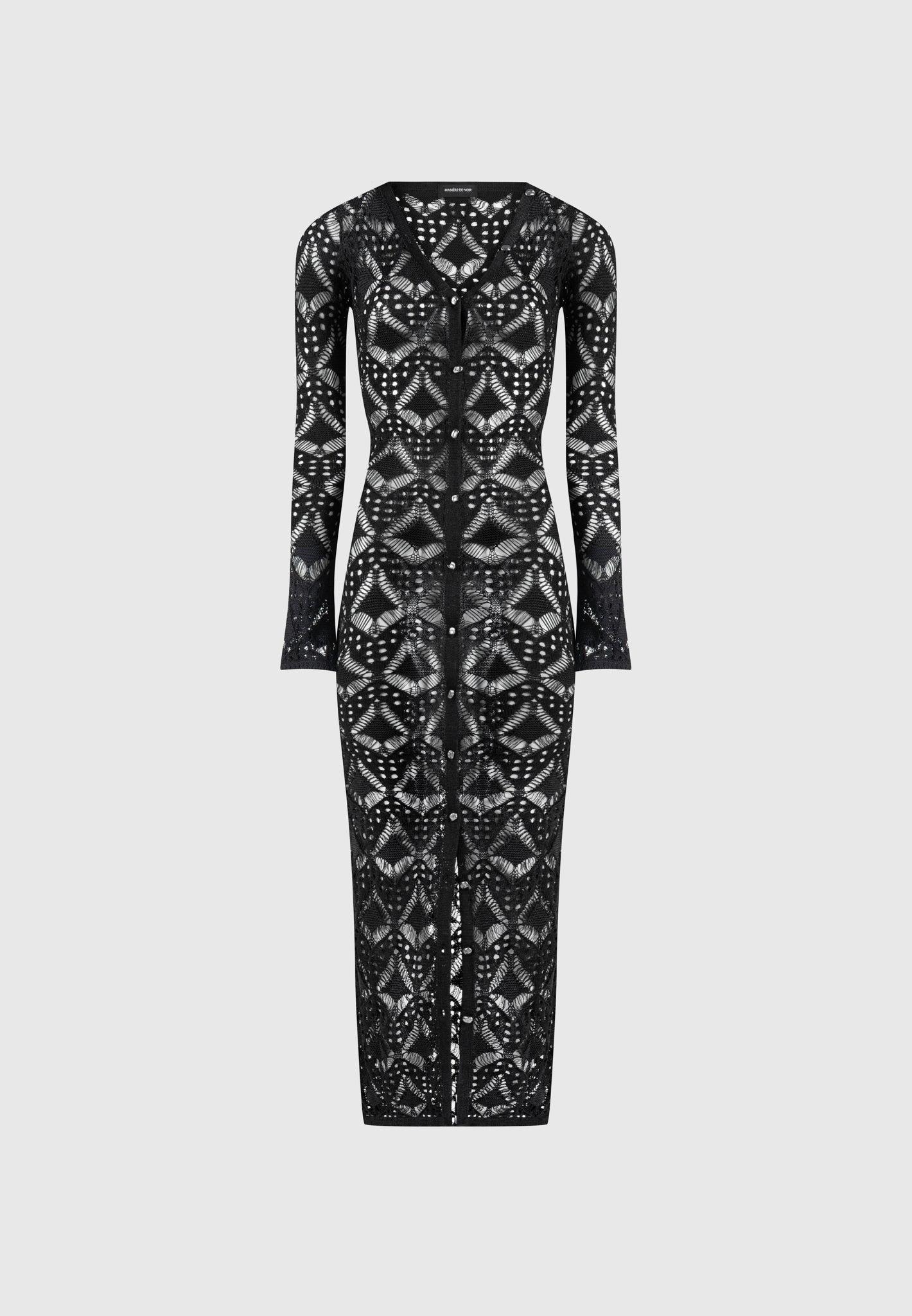 Knit Longline Cover Up Cardigan - Black Female Product Image