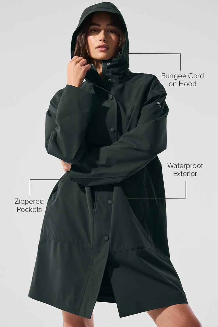 Rain Or Shine Long Coat - Charcoal Green Product Image