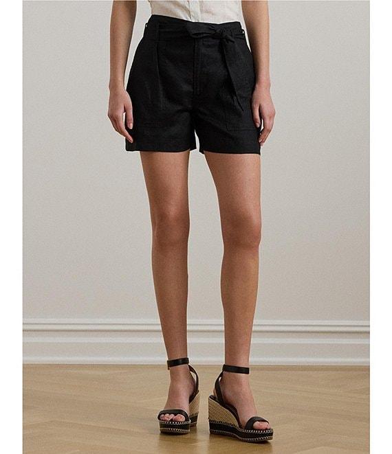Lauren Ralph Lauren Linen High Rise Belted Shorts Product Image