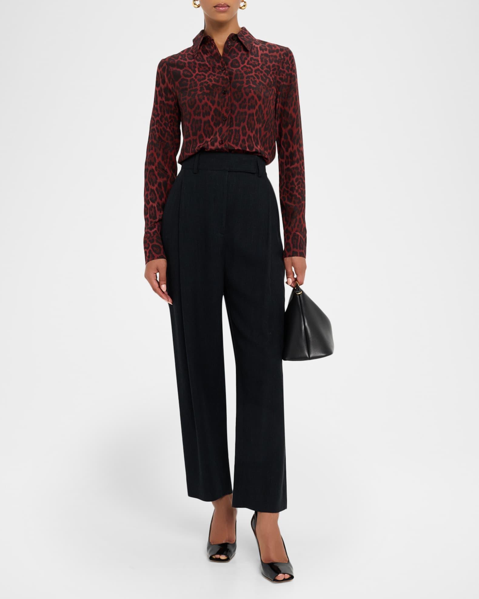 Leopard-Print Silk Button-Down Shirt Product Image