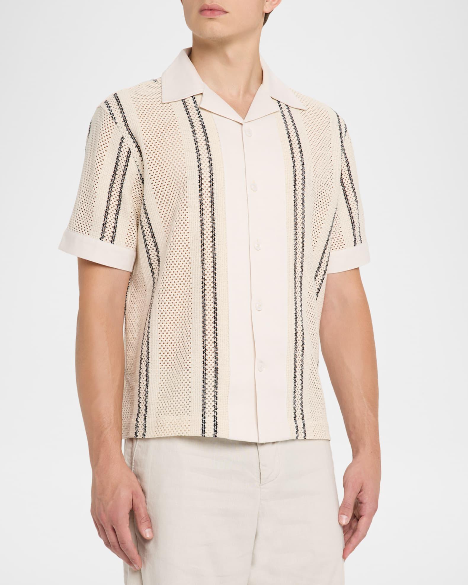 Men's Opal Stripe Crochet Camp Shirt Product Image