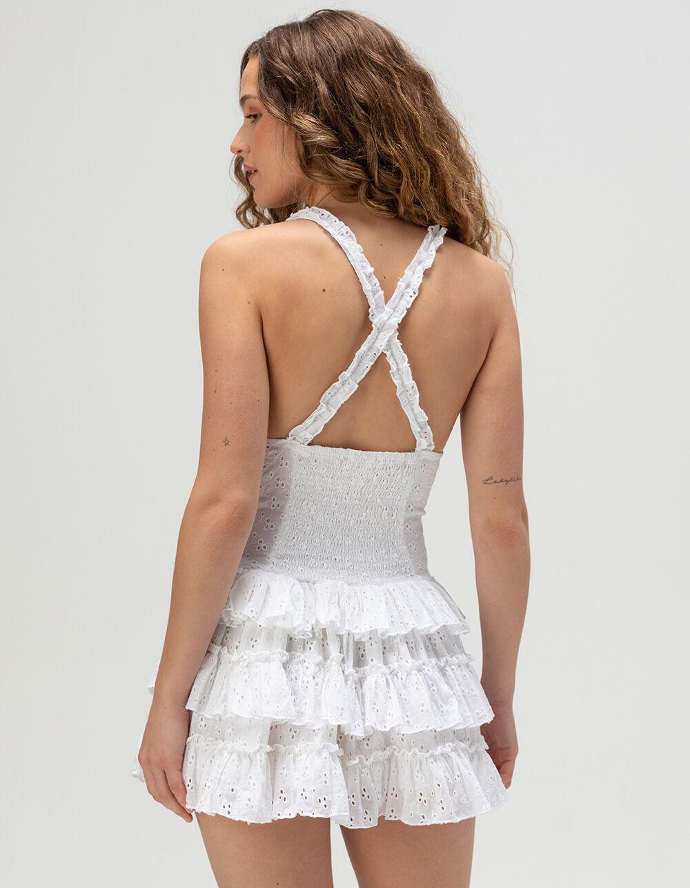 AMY JANE LONDON Iris Womens Eyelet Mini Dress - WHITE Product Image