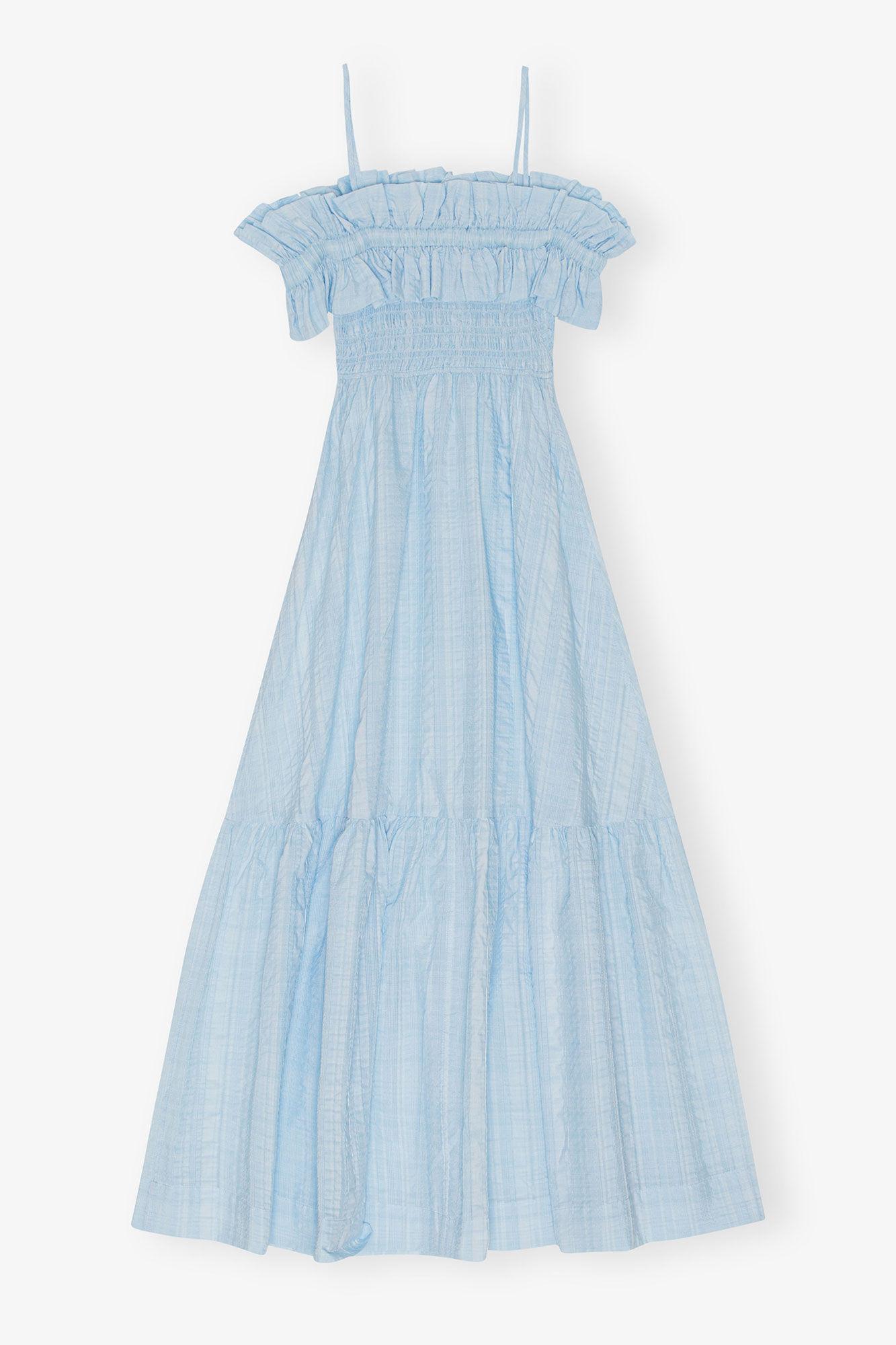 Seersucker Check Smock Maxi Dress Product Image