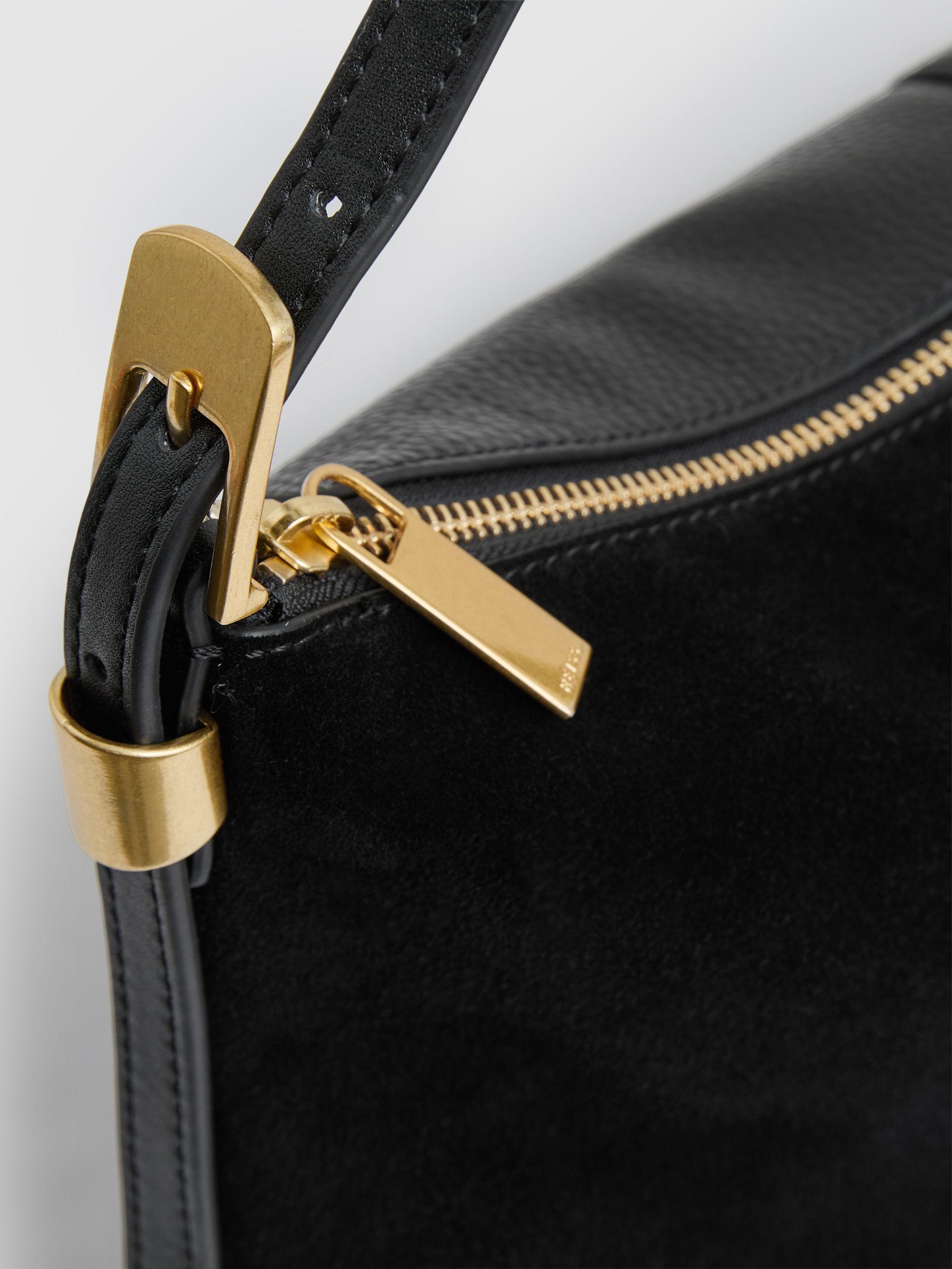 Suede And Leather Shoulder Bag in Black Product Image