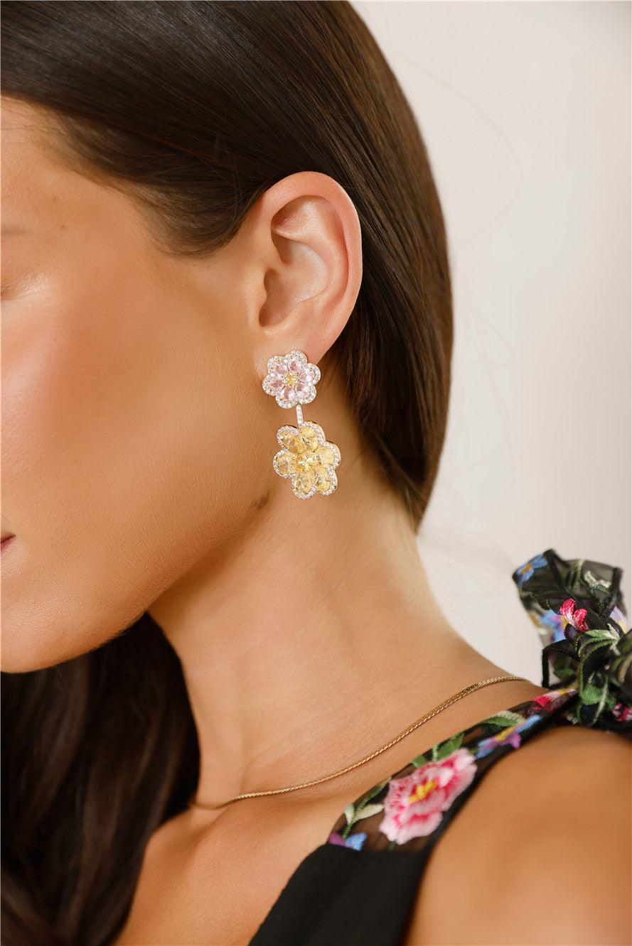 18k Gold Plated Summer Flower Earrings Gold Product Image