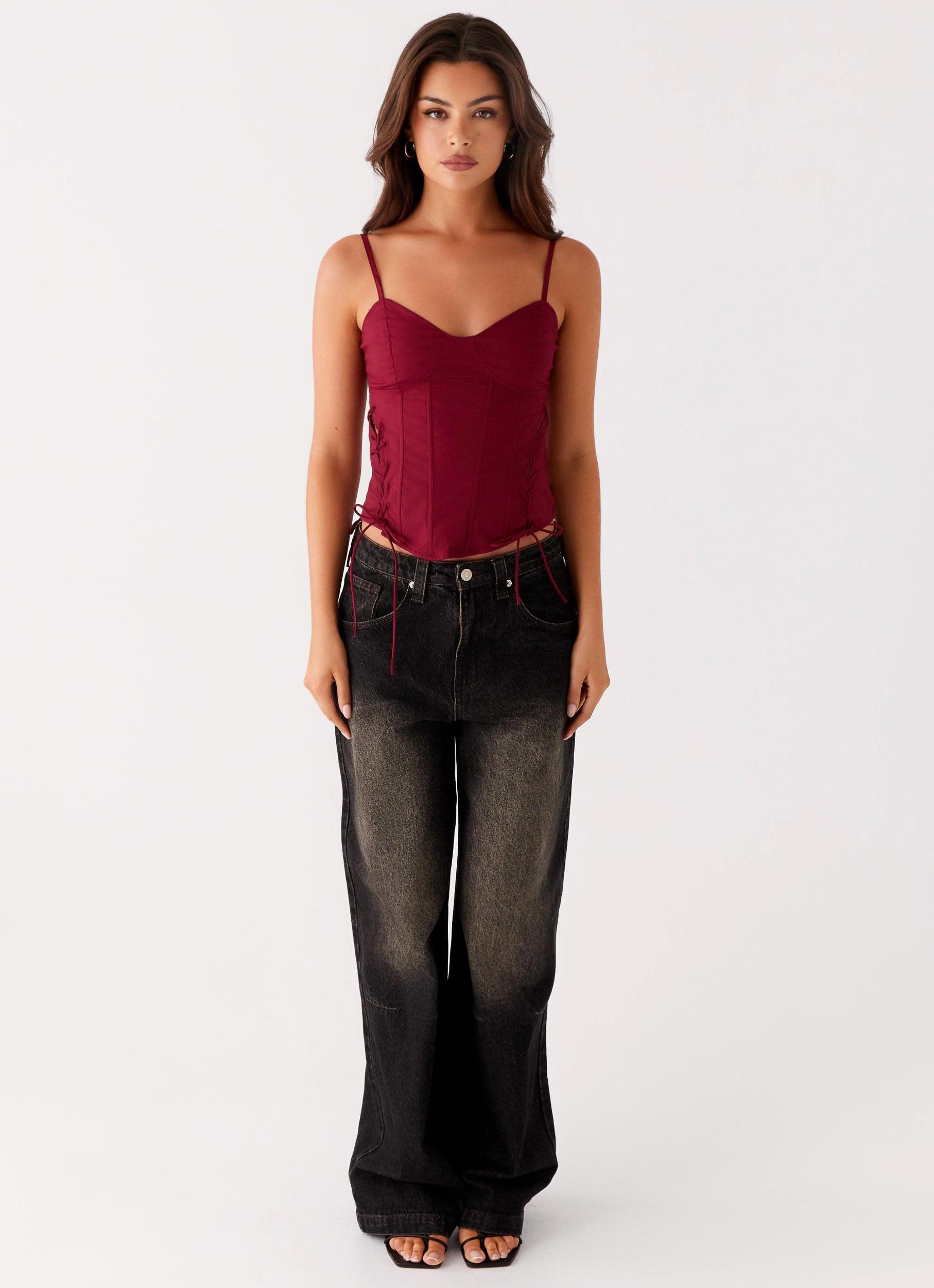 Tallie Corset Top - Red Product Image