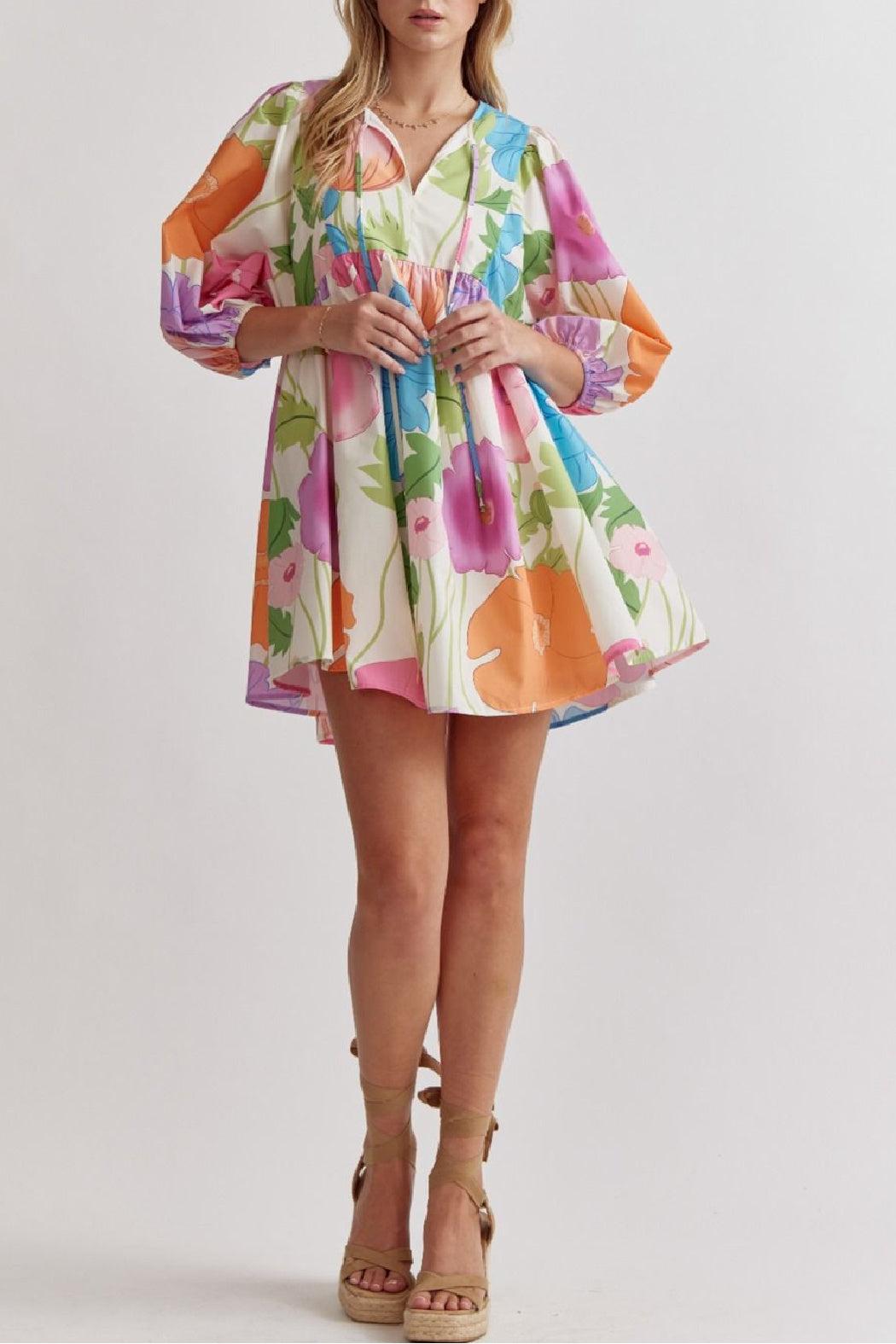 Half Sleeve Floral Dress Product Image