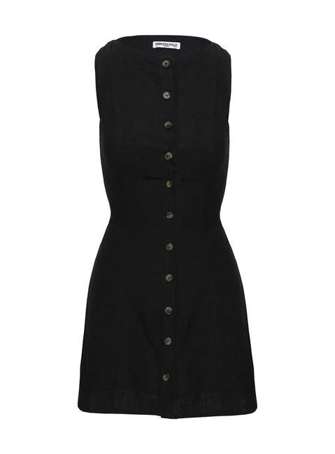 Dollie Linen Mini Dress Black Product Image