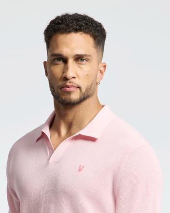 MENS LEETON JOHNNY COLLAR KNIT POLO - B6E562F200 Product Image