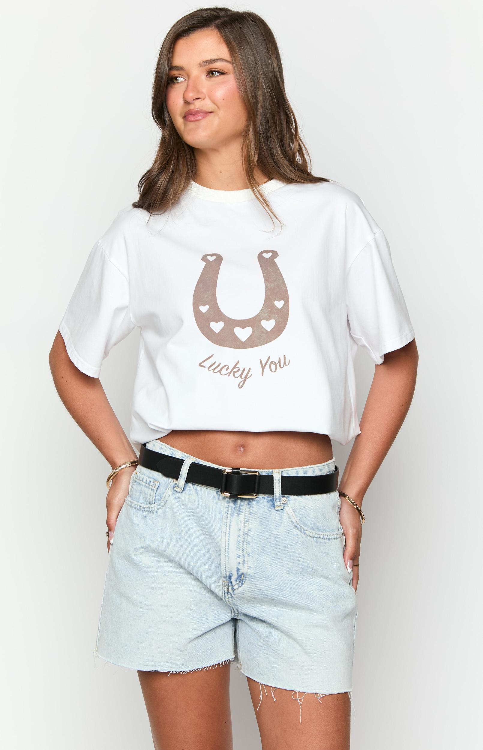 Lucky You White Western Tee Product Image